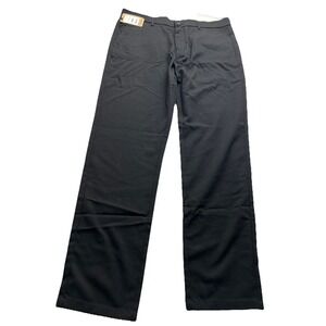 Plaid&Plain Mens Slim Fit Dress Pants Black 36x32 Stretch Flat‎ Front Trousers